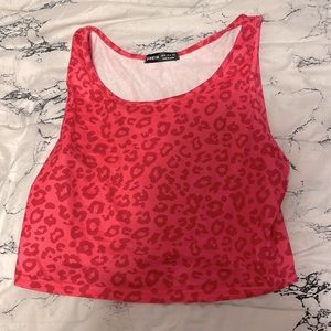 Hot pink cheetah print tank, crop top, fitted, soft material